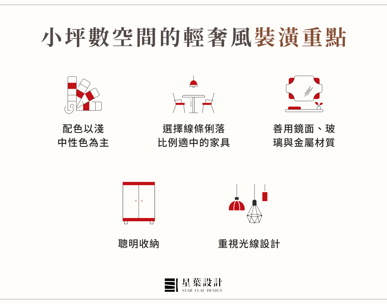 小坪數空間的輕奢風裝潢重點